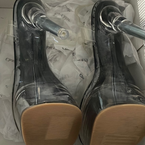 CHASE & CHLOE SERENITY-1 WOMEN'S CLEAR STILETTO HIGH HEEL PLATFORM pumps - Picture 6 of 12